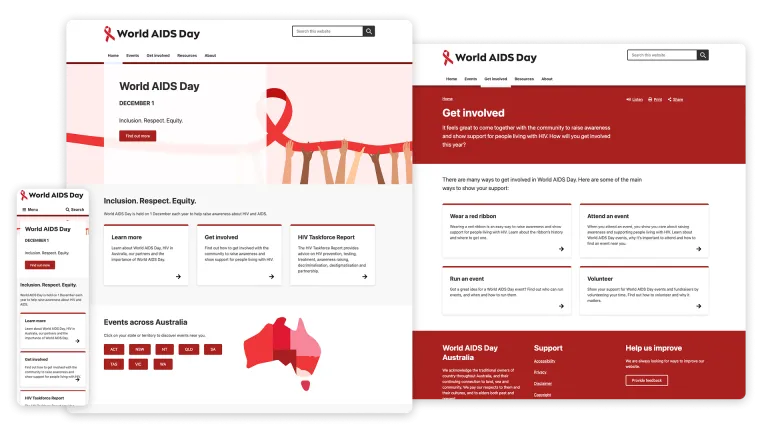 World AIDS day website screenshots