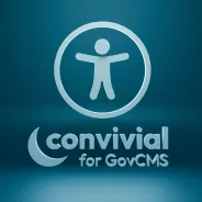 Accessibility icon with Convivial for GovCMS logo