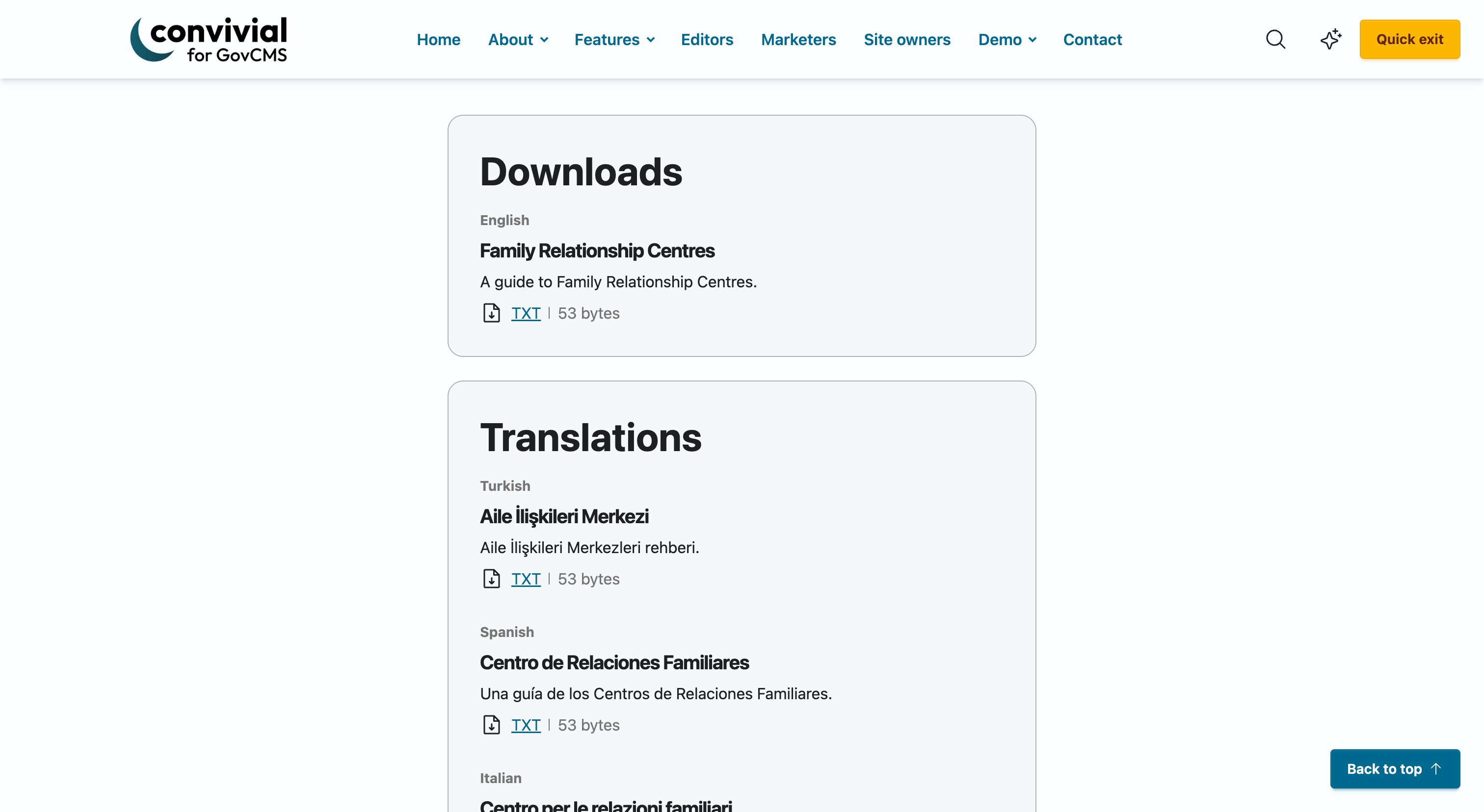 Convivial translated documents screenshot