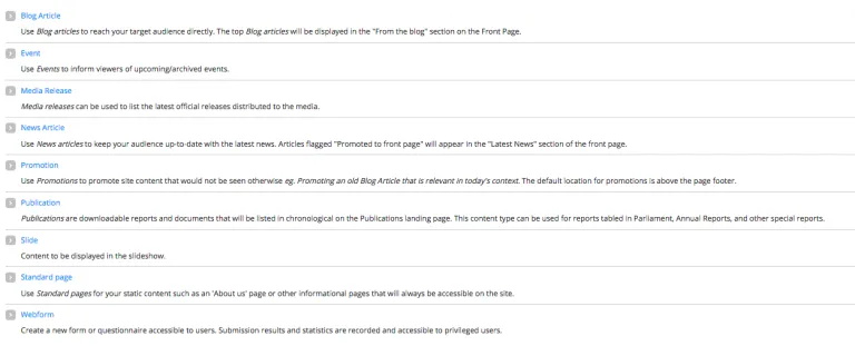 Govcms content type