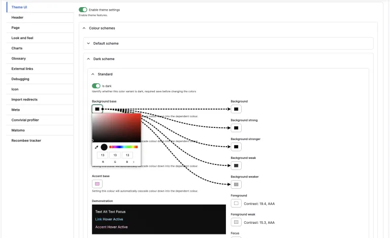 Convivial Colour palette UI