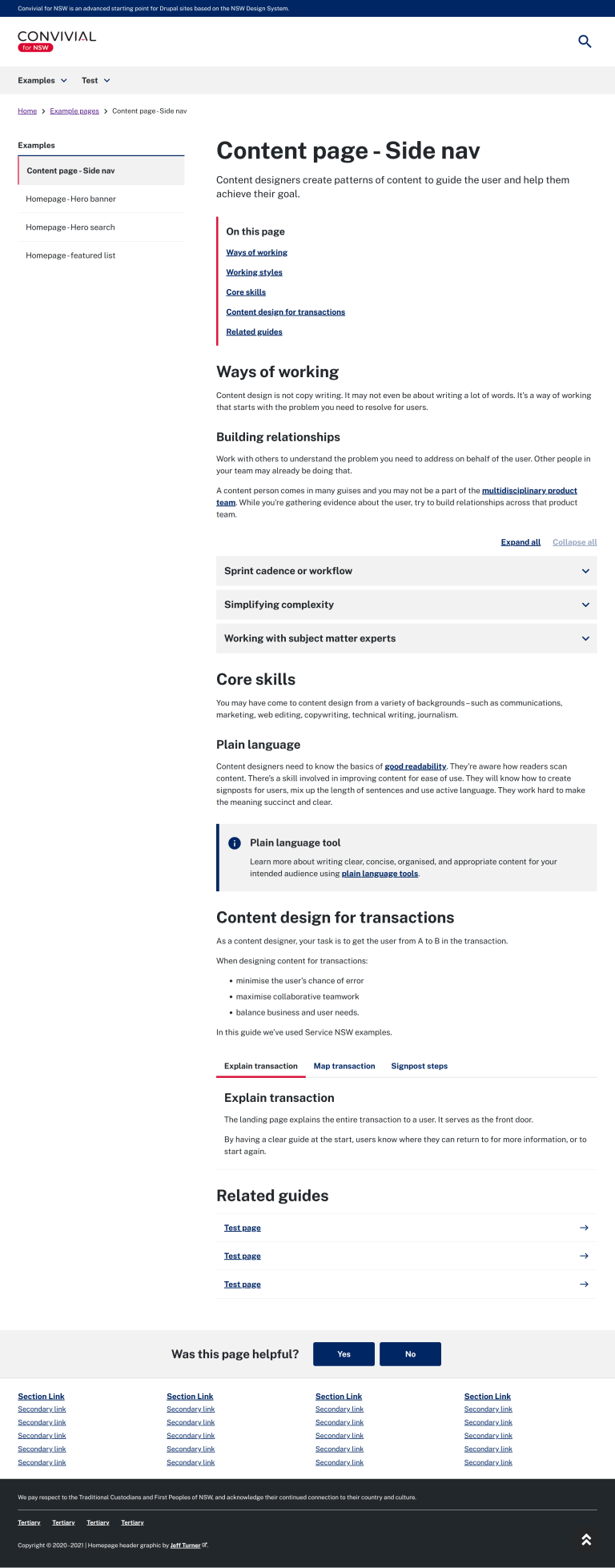 Content sidebar page by Convivial for NSW