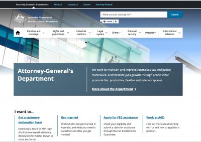 Attorney General's Department homepage designs