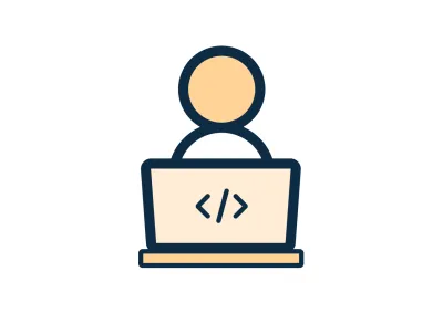 Developer on laptop icon