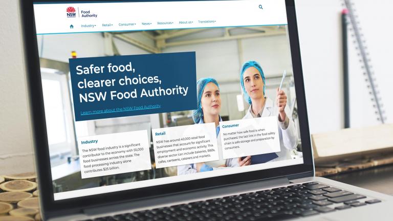 NSW Food Authority website displaying on a laptop screen