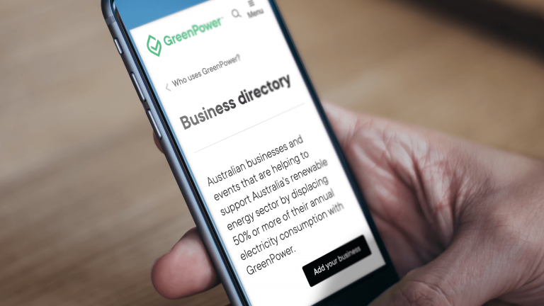 GreenPower webpage shown on a mobile screen