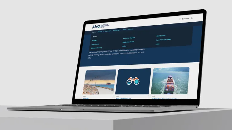 Showcasing AHO's menu on a macbook
