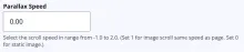 Parallax speed configuration field
