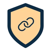 Shield with a link icon