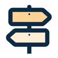 Sign post pointing in two directions icon